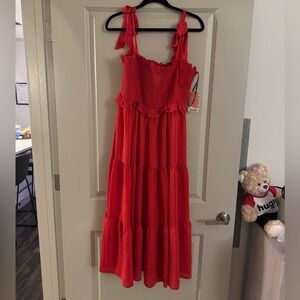 Red Sleeveless Tiered Dress